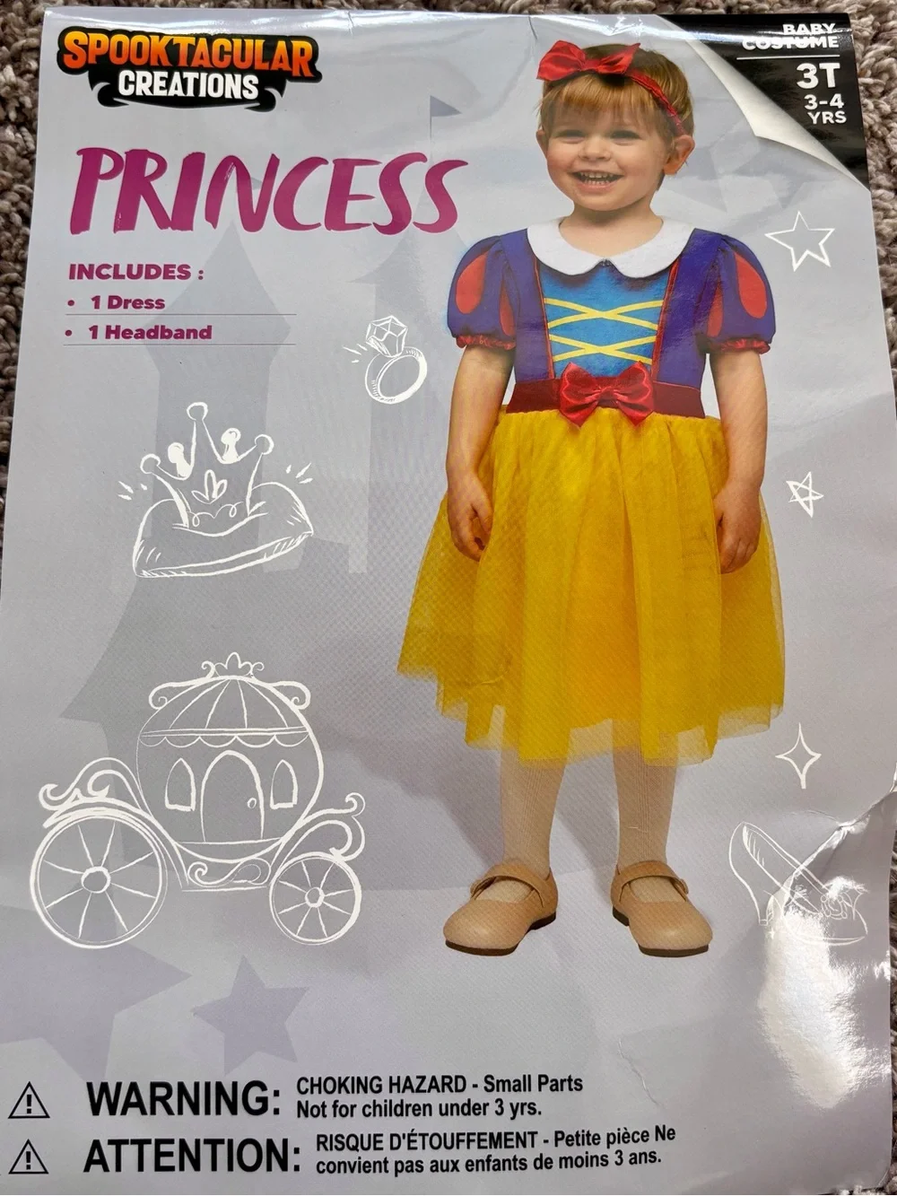 Spooktacular Creations Toddler Princess Snow White Costume Set 3T NWT